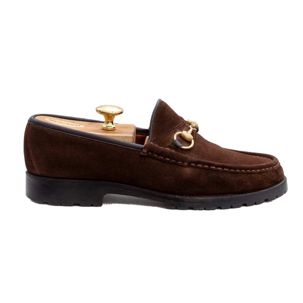 Gucci Men's Horsebit Loafers Brown Suede Slip-On Lug Sole Tom Ford Era -US.8.5 - Picture 3 of 14